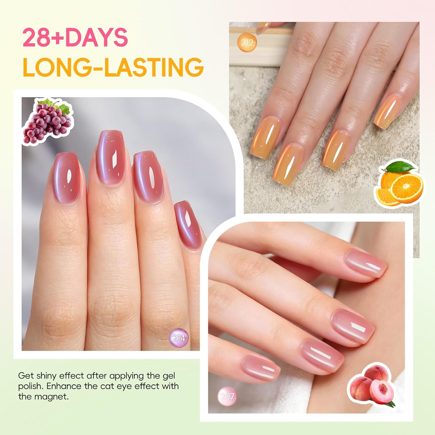 Thumbnail 4 de PEACECOLOR Vernis Semi Permanent Magnétique 10ML – Kit 6 teintes Cat Eye avec aimants