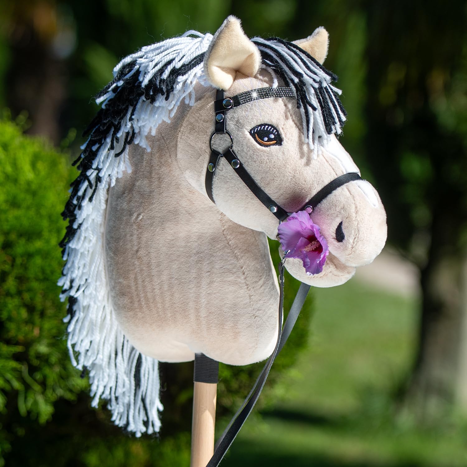 Detalle de Hobby Horse Noir A3 Pur Sang – Ensemble complet avec filet, mors et rênes
