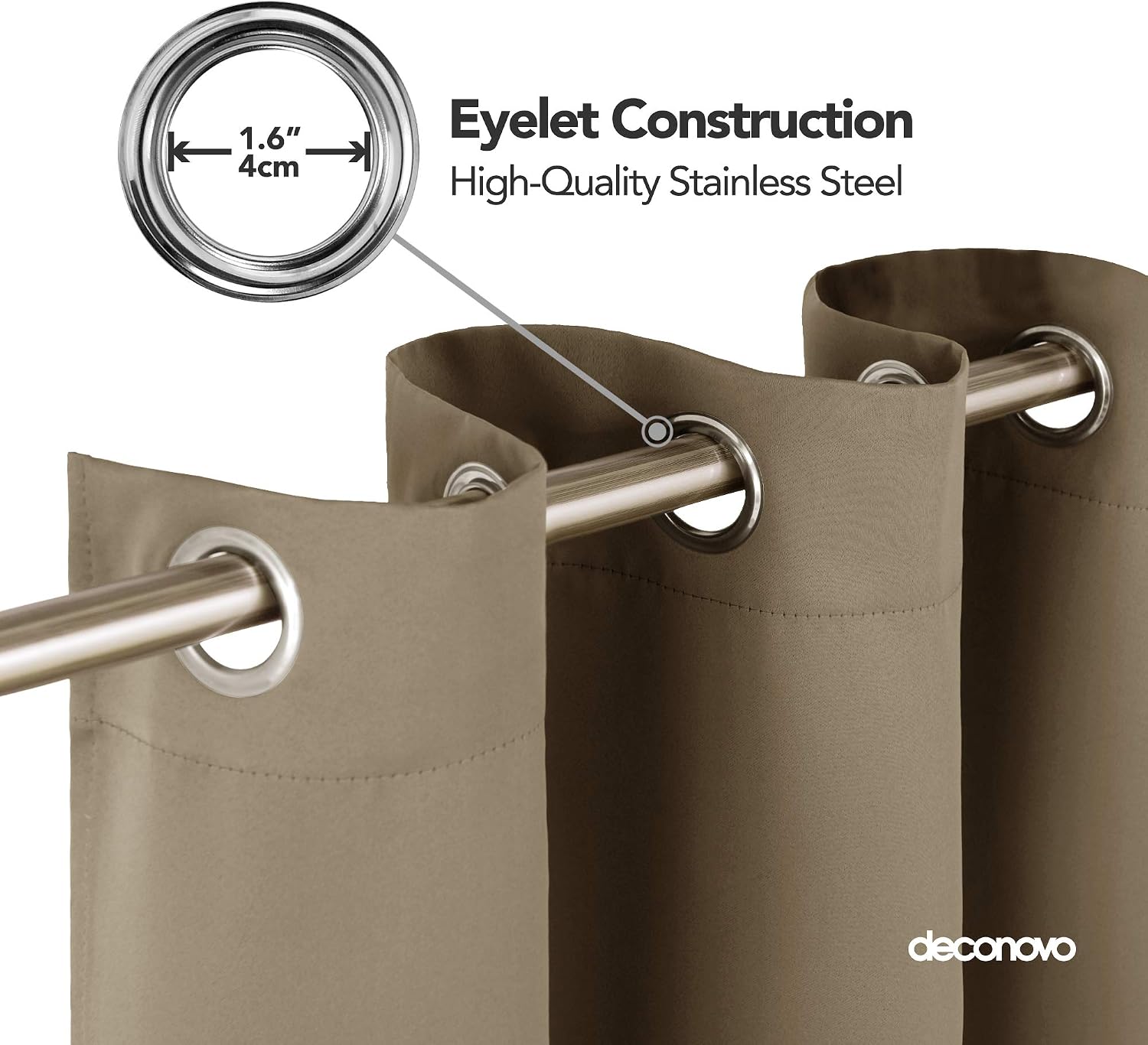 Thumbnail 2 de Deconovo Thermal Insulated Blackout Eyelet Curtain (1 Panel) 52" x 90" – Taupe