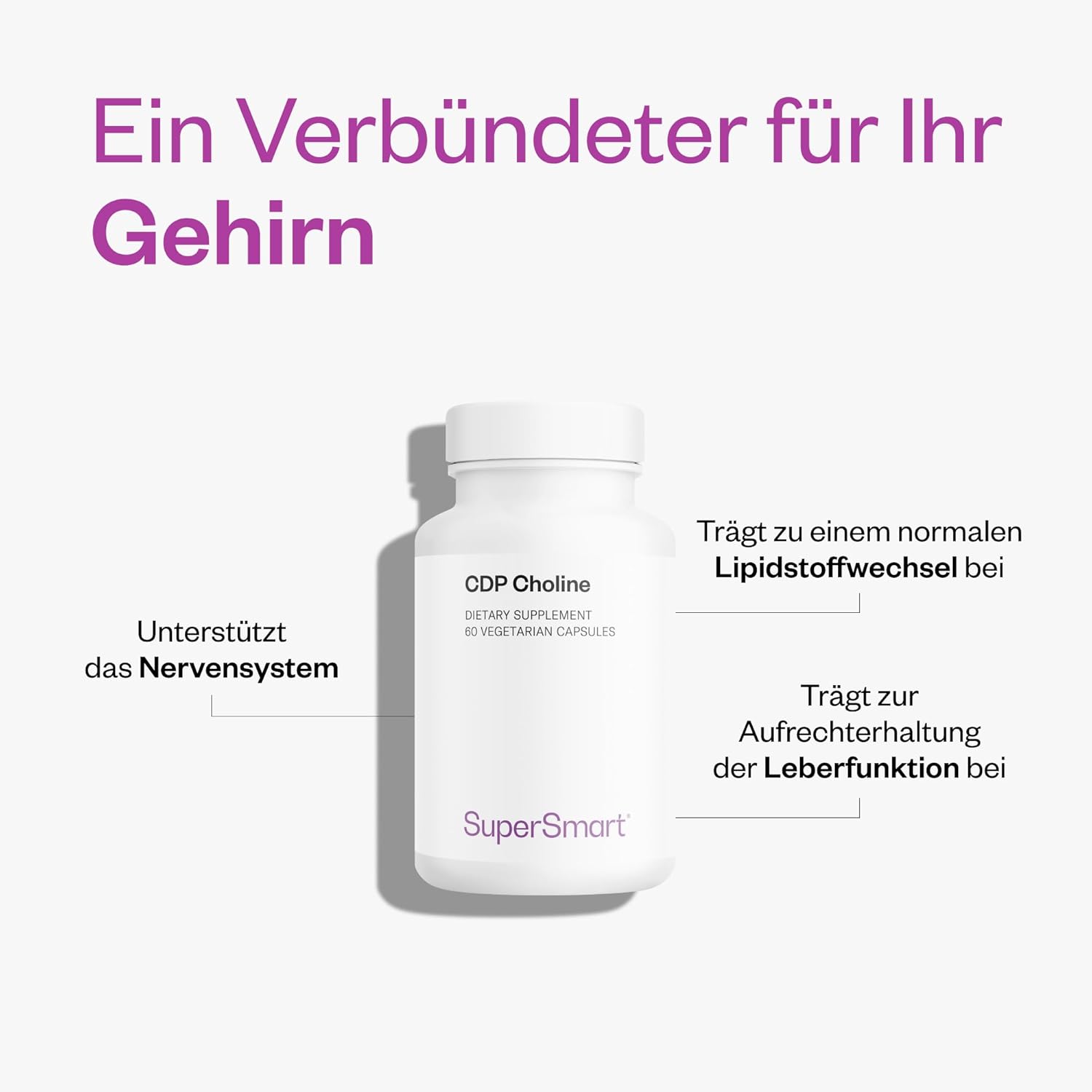 Thumbnail 2 de SUPERSMART CDP Cholin (Cognizin®) – geschützte Cholin-Patent-Formel für bestmögliche Bioverfügbarkeit, vegan geeignet