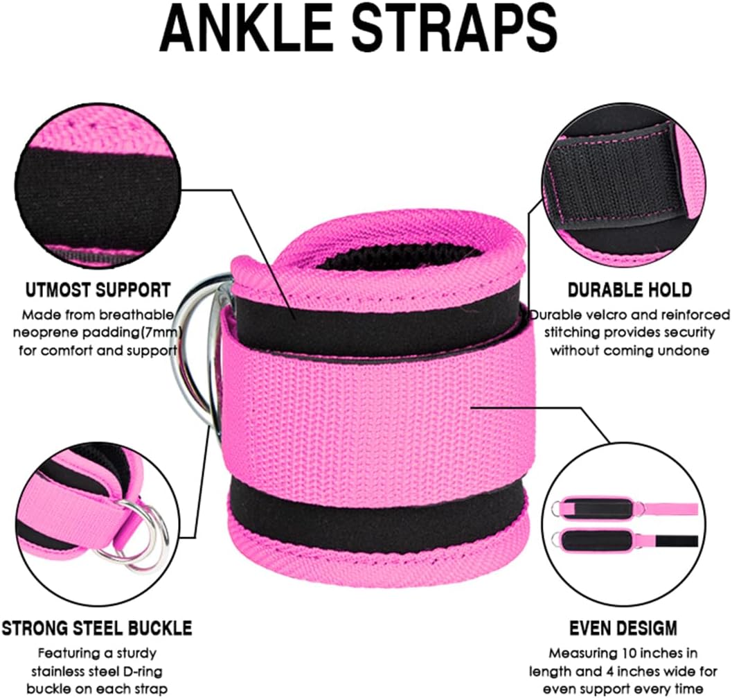 Detalle de Ankle Straps and Wrist Cuffs Pair for Cable Machines – Padded, Adjustable and Durable