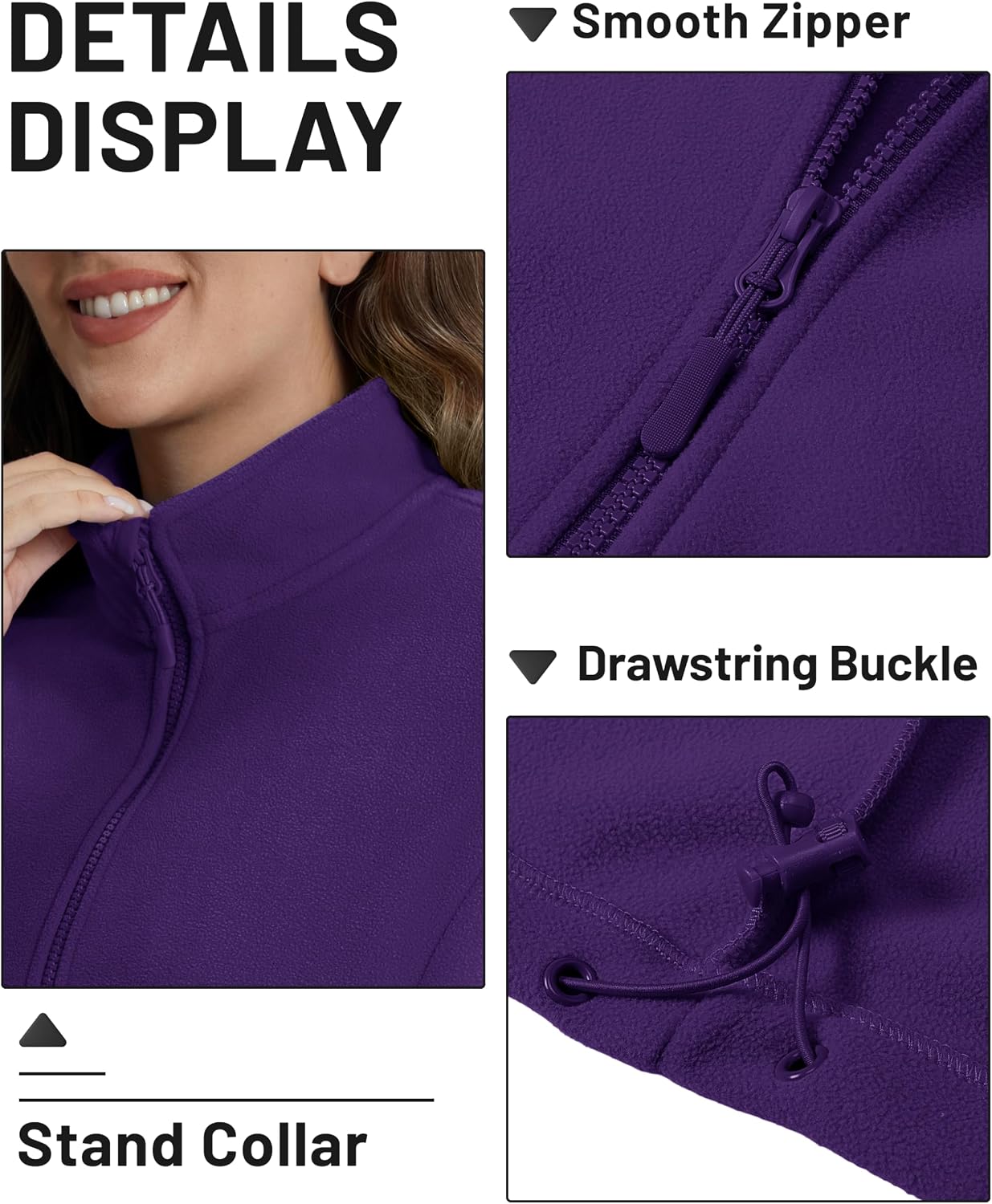 Detalle de TACVASEN Women's Fleece Jacket with 4 Pockets