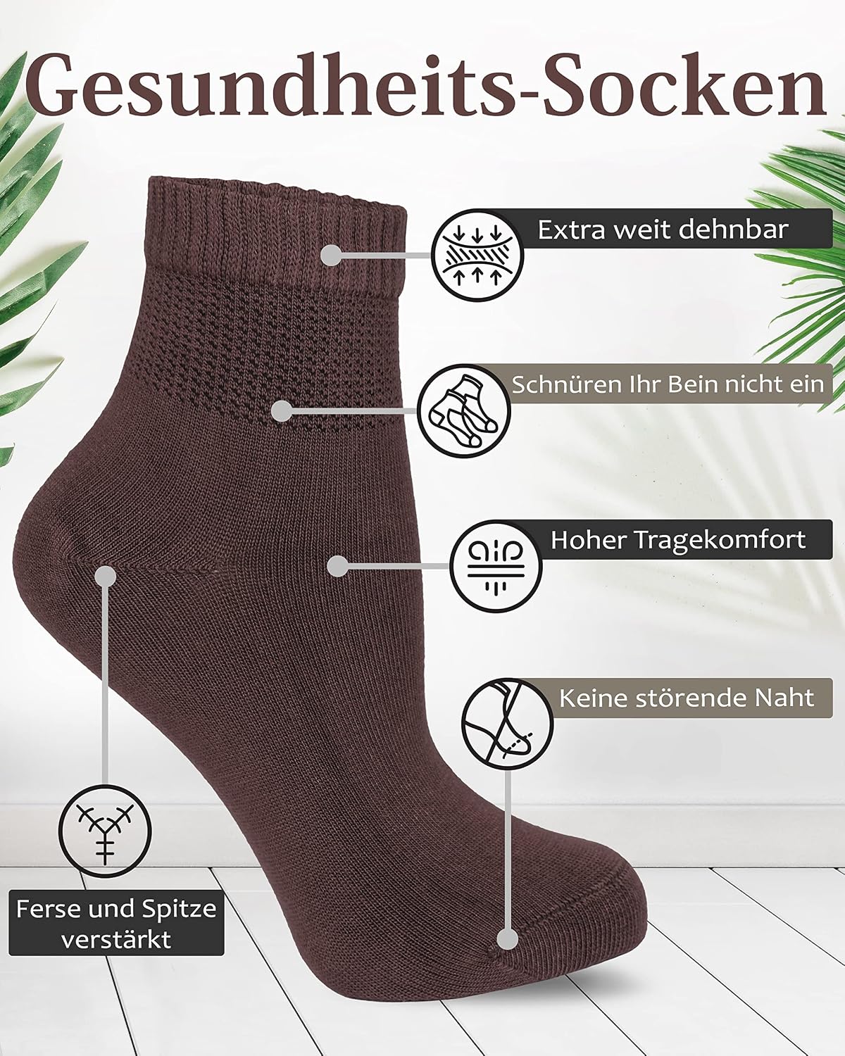 Detalle de Diabetikersocken Fiera Besa ohne Gummi, 35-38
