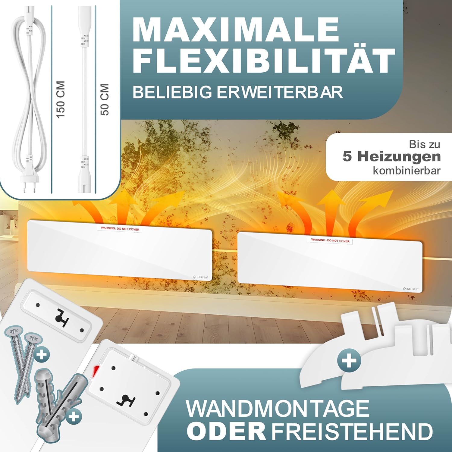 Thumbnail 4 de KESSER® Schimmel Infrarotheizung (Wand & Bad) 50 W – Schimmelfrei ohne Chemie, 2er-Set