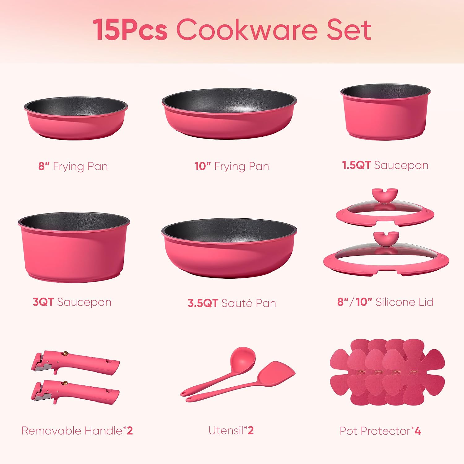 Detalle 2 de CAROTE 15pcs nonstick cookware set