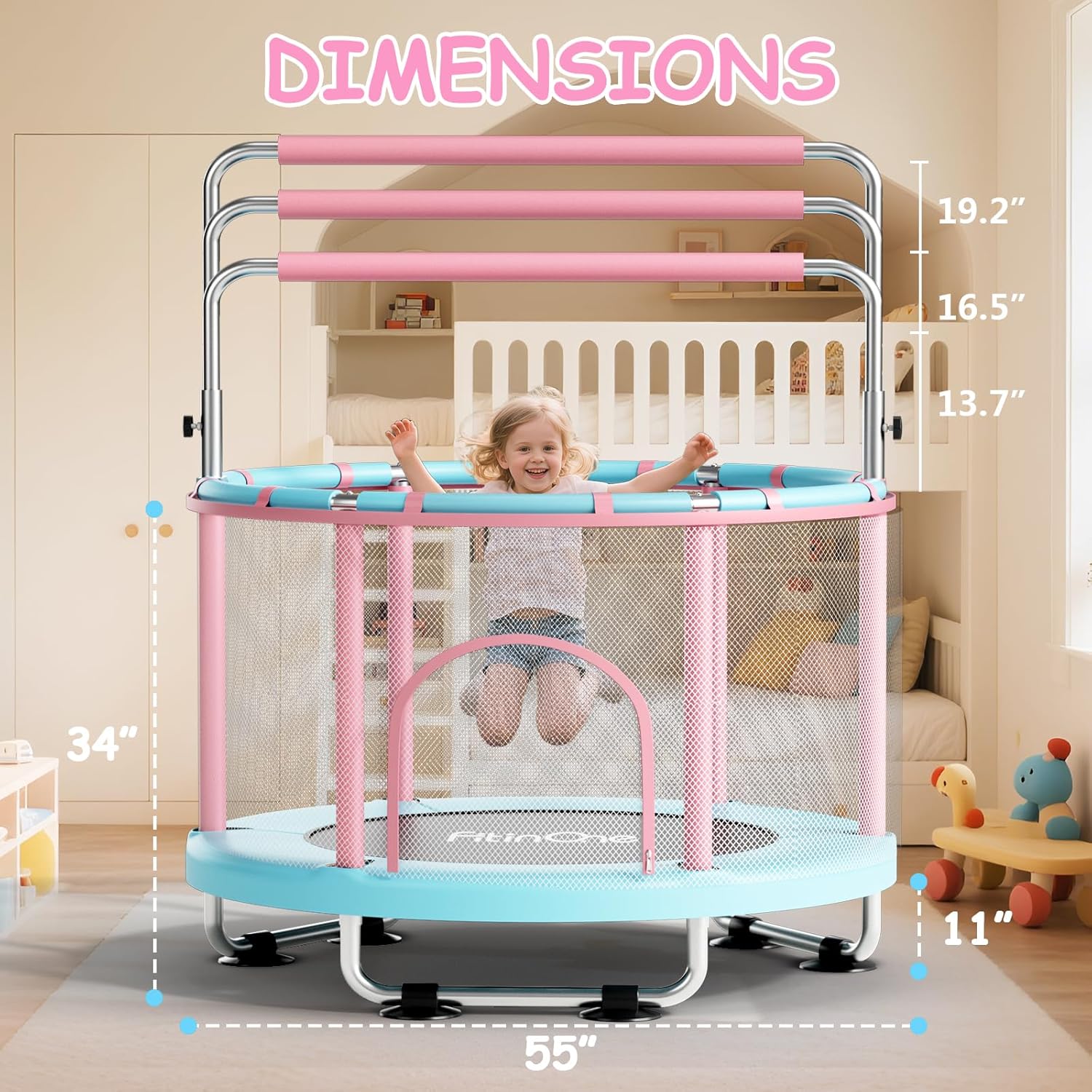 Thumbnail 4 de FitinOne Kindertrampolin 140 cm mit Schaukel und Turnstange (bis 200 kg) – Indoor & Outdoor Spielspaß