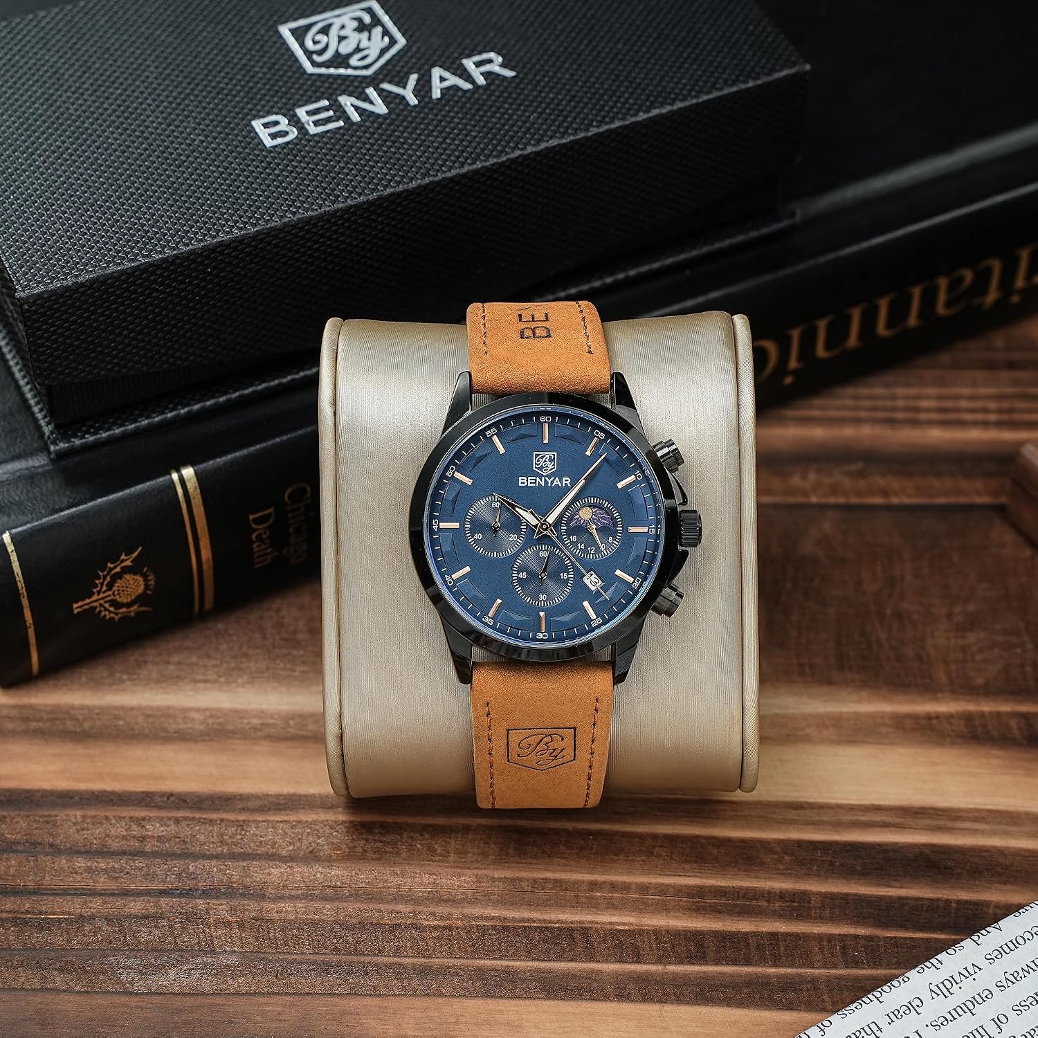 Detalle de BENYAR by Montre Homme Chronographe Étanche Grand Cadran Quartz