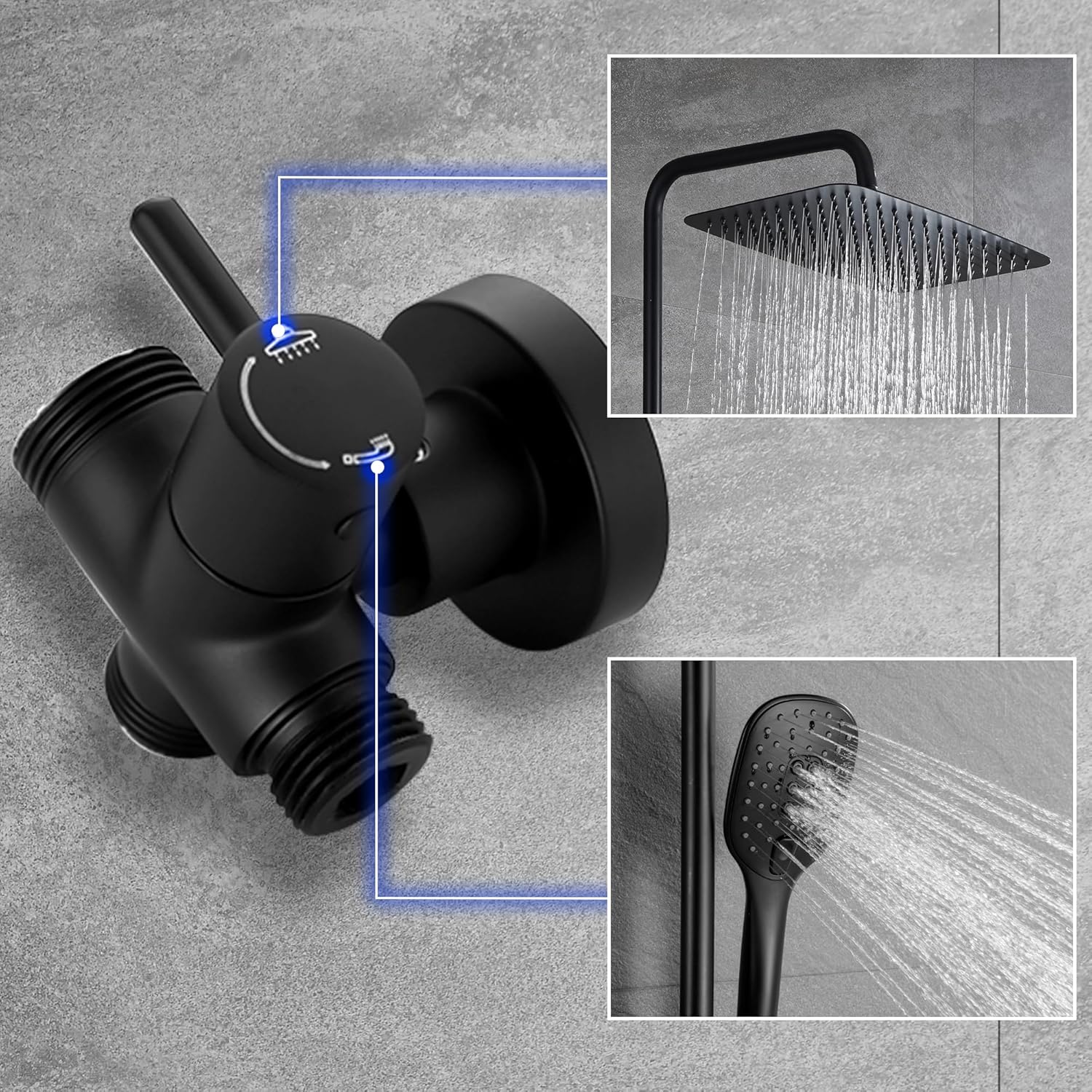 Thumbnail 3 de JOHO Columna Ducha Negra Ajustable 74–114 cm