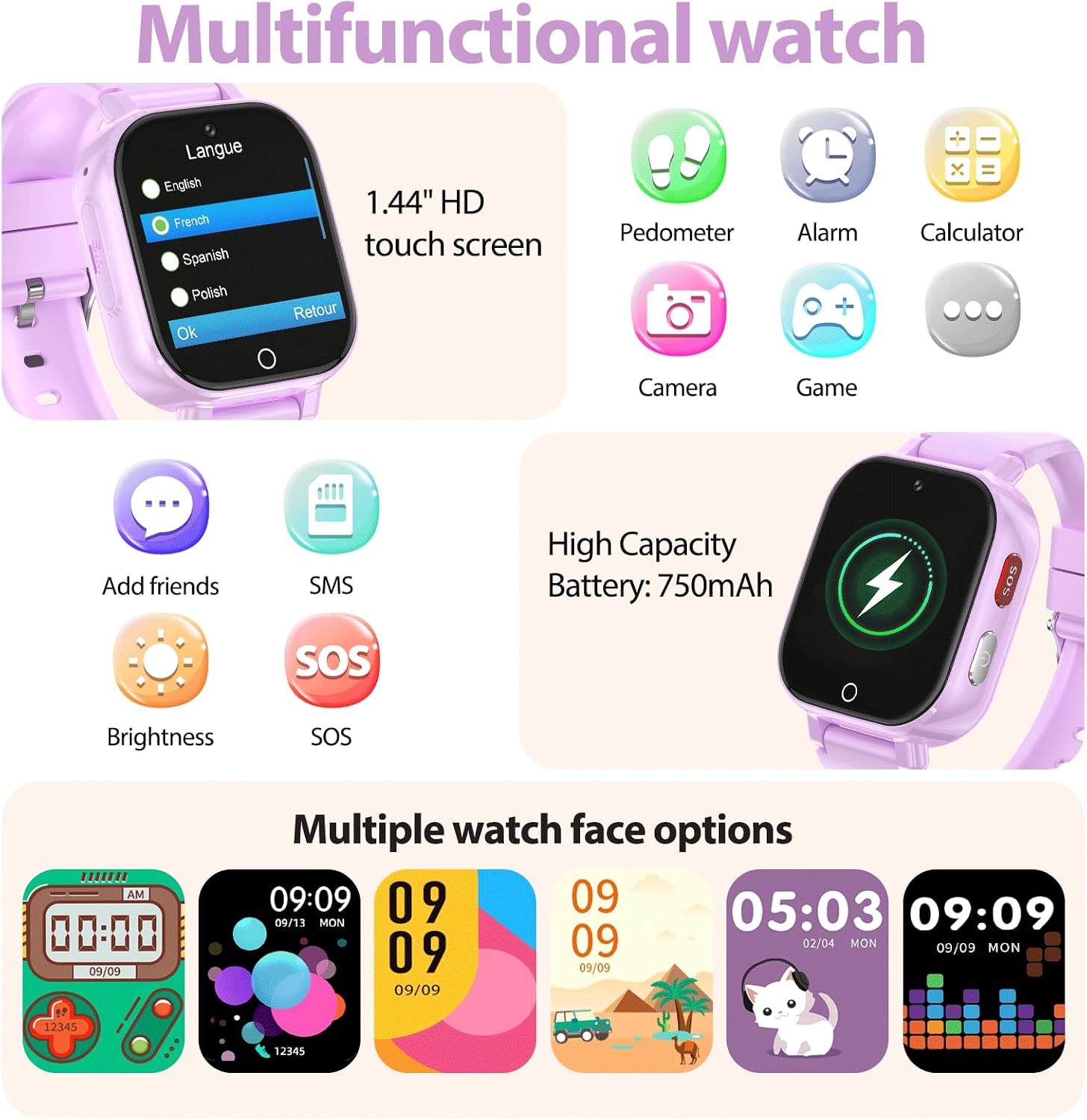 Thumbnail 4 de Alutoria Smartwatch Bambini 4G GPS – Orologio per Ragazzi e Ragazze 4–12 Anni, Videochiamata HD, SOS e Contapassi