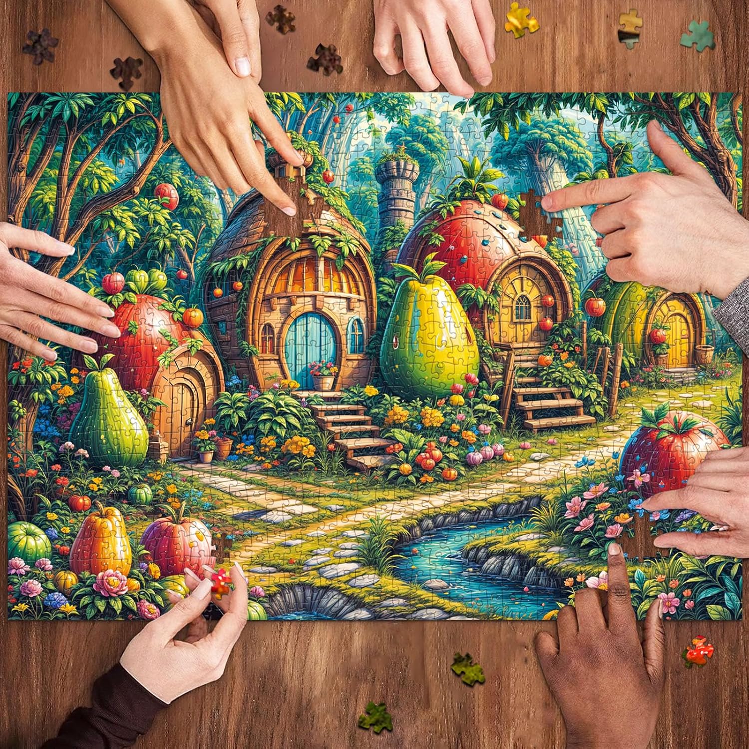 Thumbnail 3 de MOJIGE Puzzle mit 1000 Teilen „Obsthaus“ – Erwachsene & Familienrätsel