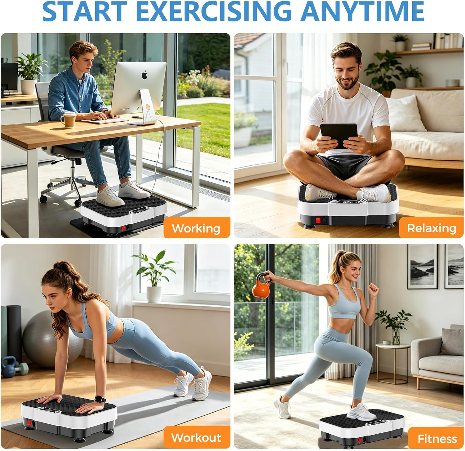 Detalle de HomePoweron Vibration Plate Exercise Machine, 250 Levels, P1–P9 Auto Modes