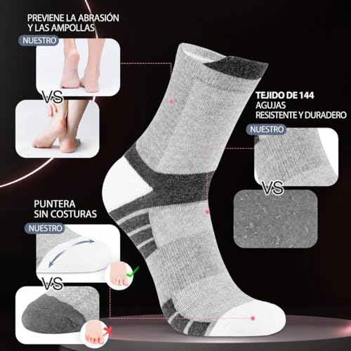 Thumbnail 7 de Niofind calcetines de running para hombre, algodón, acolchados y en pack de 6 pares