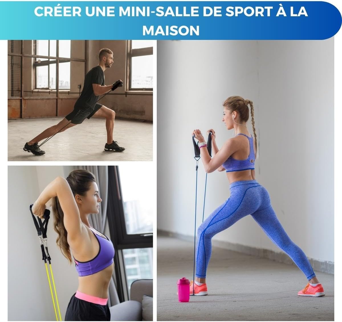 Detalle de Mobiclinic – Ensemble de bandes de résistance avec poignées et accessoires