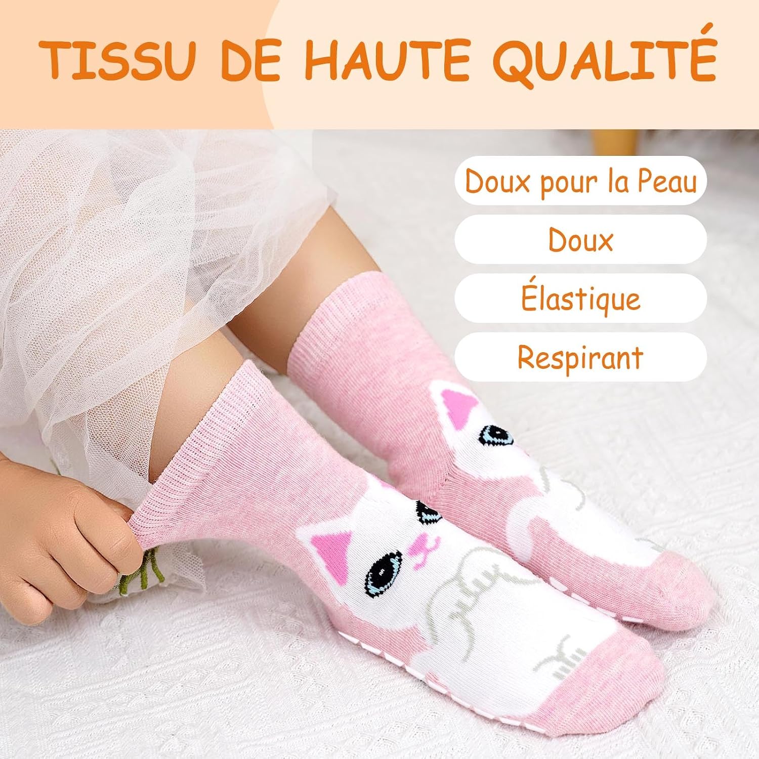 Detalle 2 de PUTUO Chaussettes Antidérapantes Enfant 2–14 ans