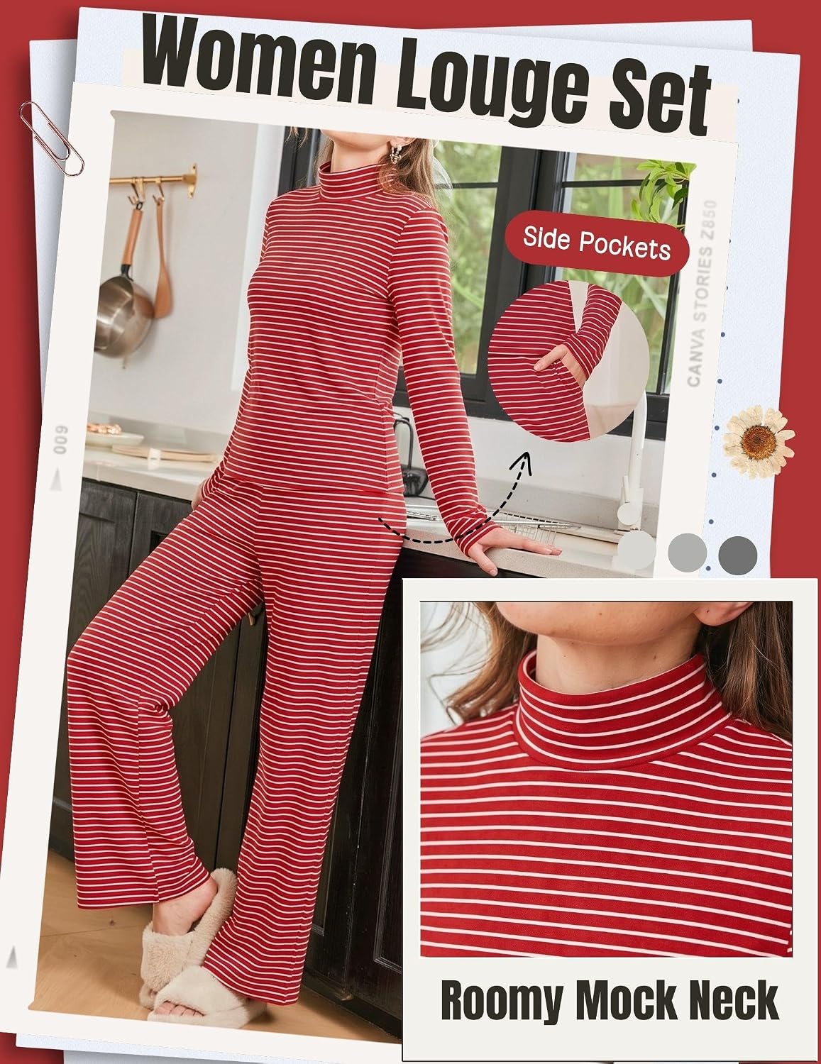 Thumbnail 5 de Ekouaer Women's Lounge Set, Polyester-Spandex Blend