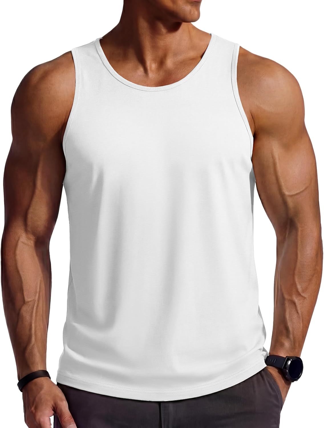 Detalle 2 de TACVASEN Tank Top Herren – 100% Baumwolle, Ärmellos, flexibel & atmungsaktiv