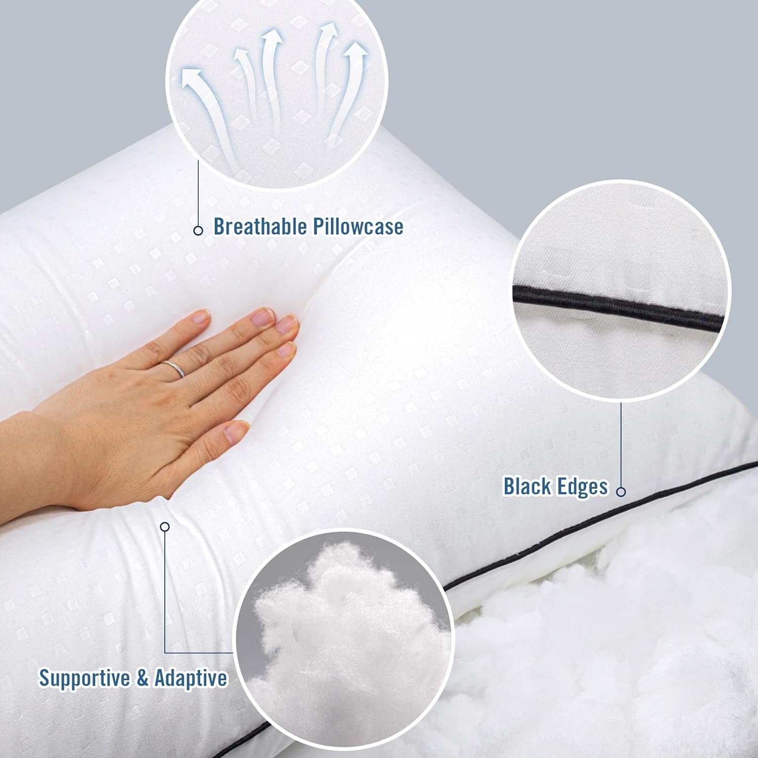 Thumbnail 3 de Higoom Standard Size Bed Pillows (4-Pack) Faux Down Microfiber Luxury Hotel Pillows