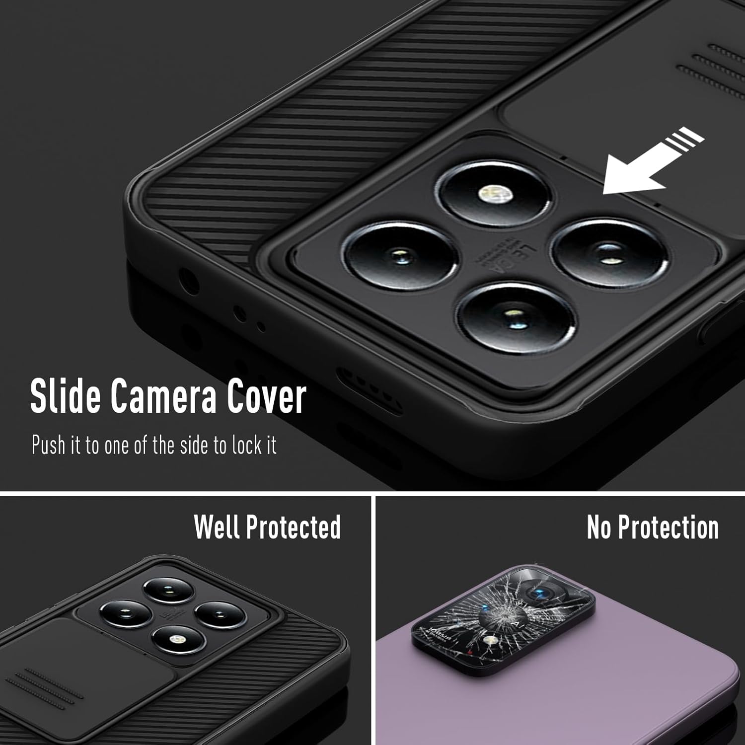 Thumbnail 2 de XTCASE Cover per Xiaomi 14T Pro: Custodia Slim con Copertura Scorrevole per Fotocamera