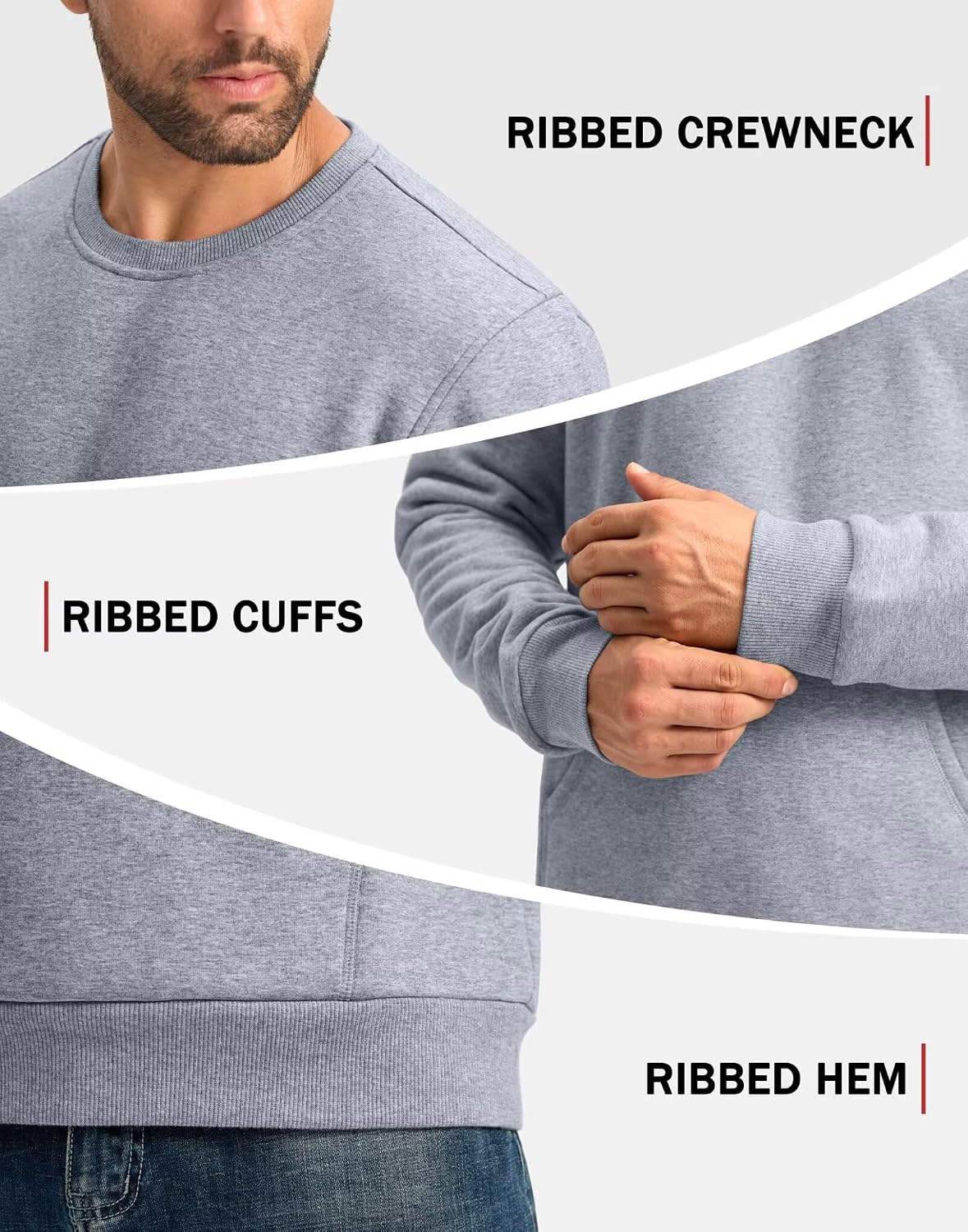 Thumbnail 4 de Pudolla Men's Sherpa Lined Crewneck Sweatshirt