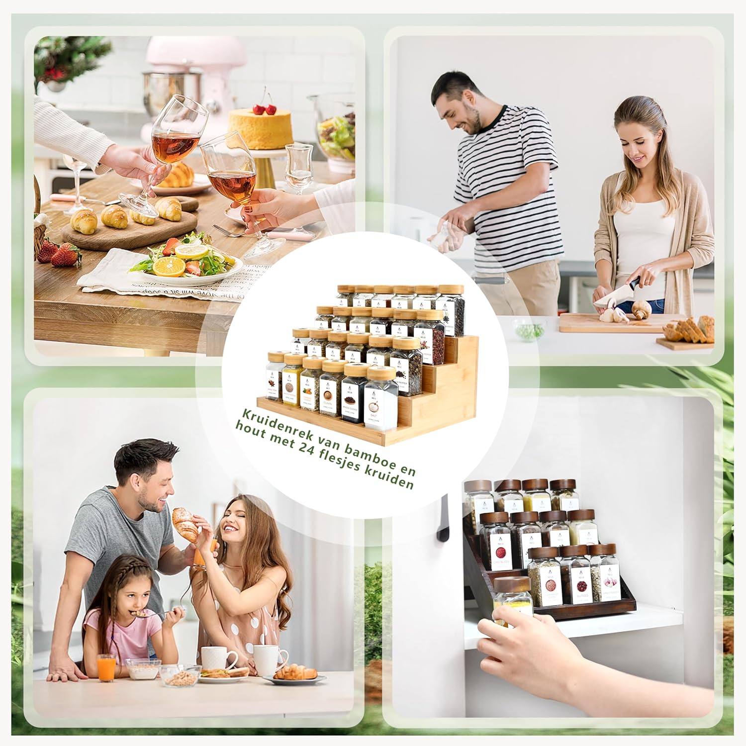 Detalle 2 de SAEIV kruidenpotjesset met bamboe dienblad, 24 potjes van 120 ml