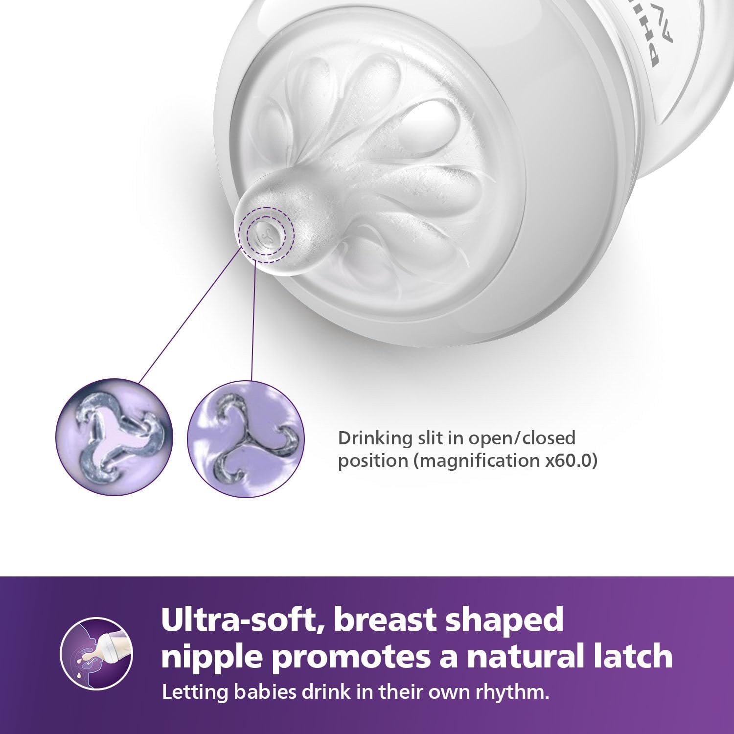 Detalle de Philips Avent Natural Response哺乳びん BPAフリー・広口設計・食洗機対応