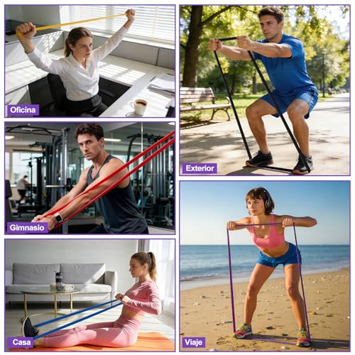 Thumbnail 6 de Fokky Gomas Elasticas Musculación de 5 Niveles con Anclaje de Puerta – Set Completo para Fuerza, Estiramiento y Calistenia