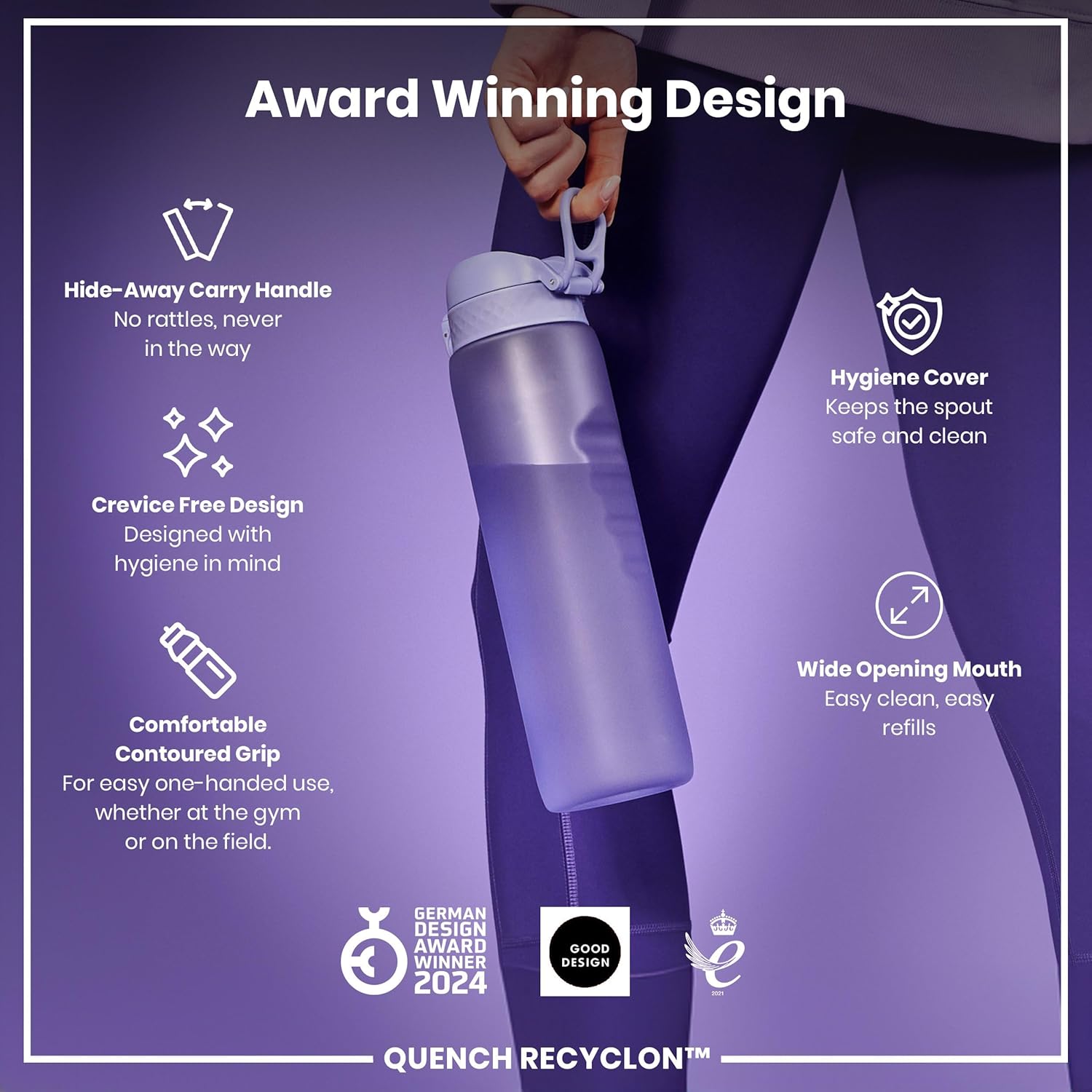 Thumbnail 6 de Ion8 1 Litre Water Bottle with Times to Drink – Leak‑Proof, Dishwasher Safe and BPA Free