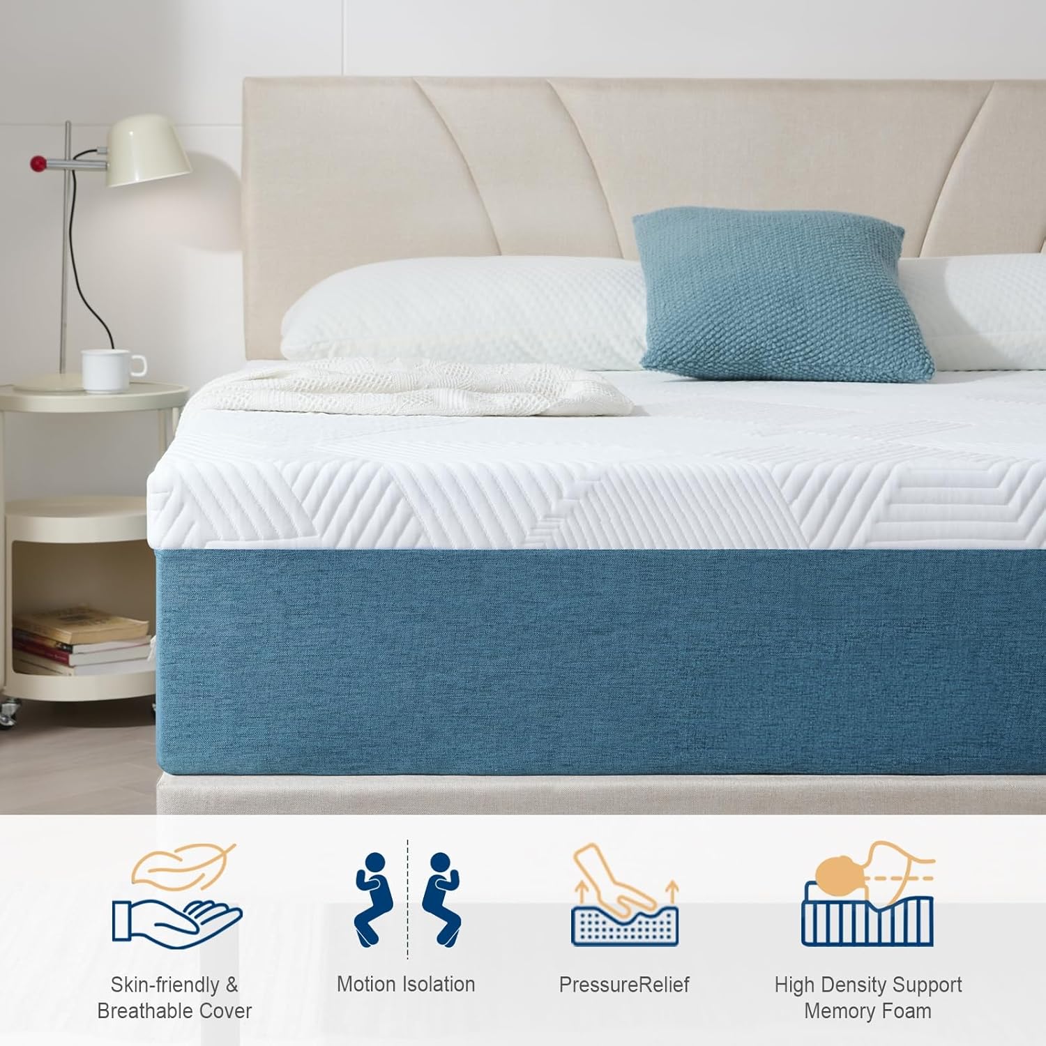 Thumbnail 6 de Hiimgo Double Mattress – 25cm Memory Foam, Breathable Medium Firm 135x190cm