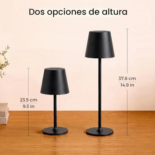 Detalle 2 de UPXNBOR: 2 lámparas de mesa de metal para interior y exterior, sin cables