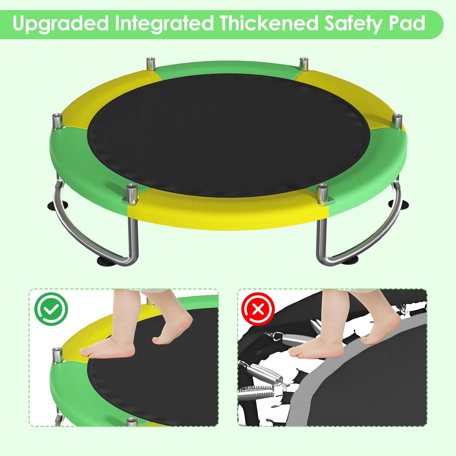 Thumbnail 2 de Trampoline for Kids: Upgrade Full Anti-Rust 440lbs Toddler Trampoline with Net and Adjustable Gymnastics Bar