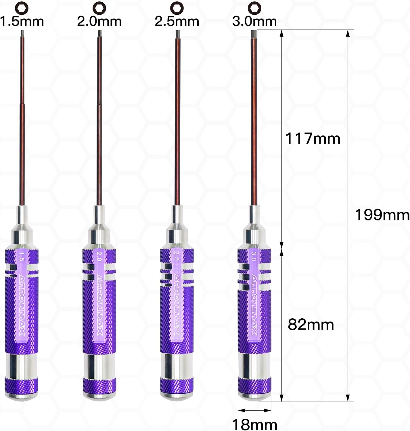Detalle 2 de ARROWMAX Set cacciaviti esagonali 4 pezzi 1,5‑3 mm