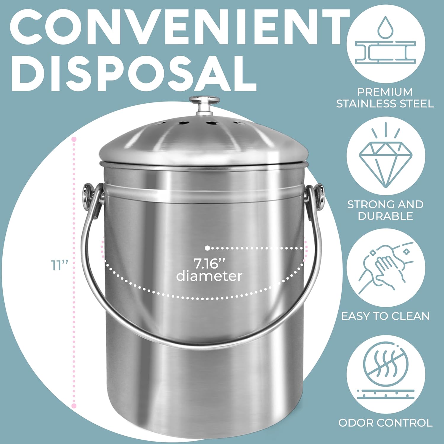 Thumbnail 1 de EPICA 1.3 Gallon Countertop Compost Bin 🗑