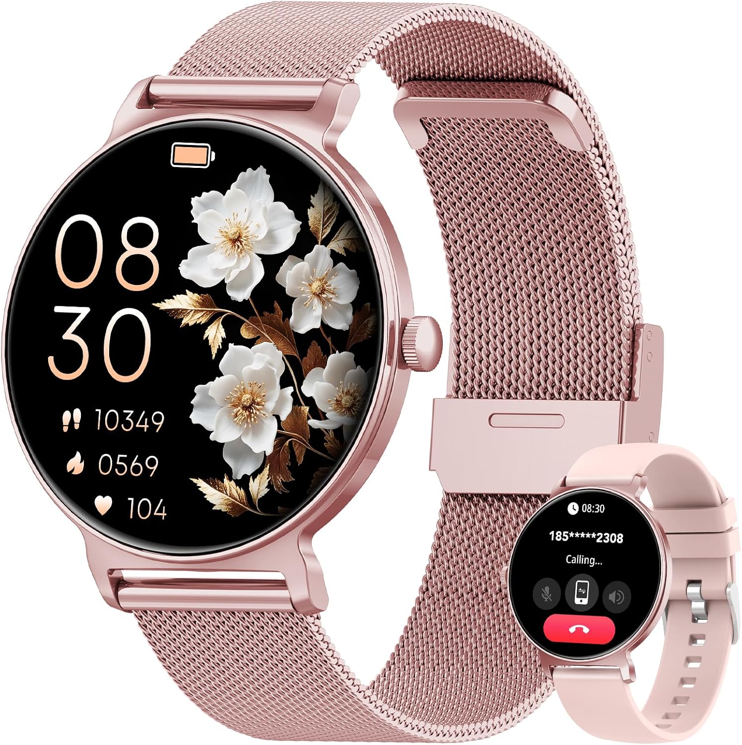 Detalle de Taopodo Smart Watch for Women — 1.27'' AMOLED Round Screen, Bluetooth Calling, 120+ Sports Modes, IP68 Rose Pink