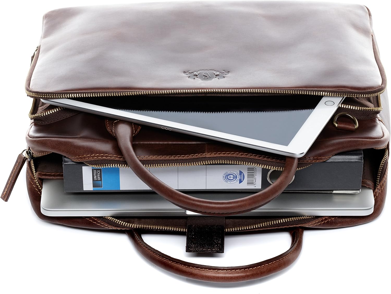Thumbnail 6 de SID & VAIN Ryan XL Leather Laptop Bag: Real Leather Briefcase for Everyday Work