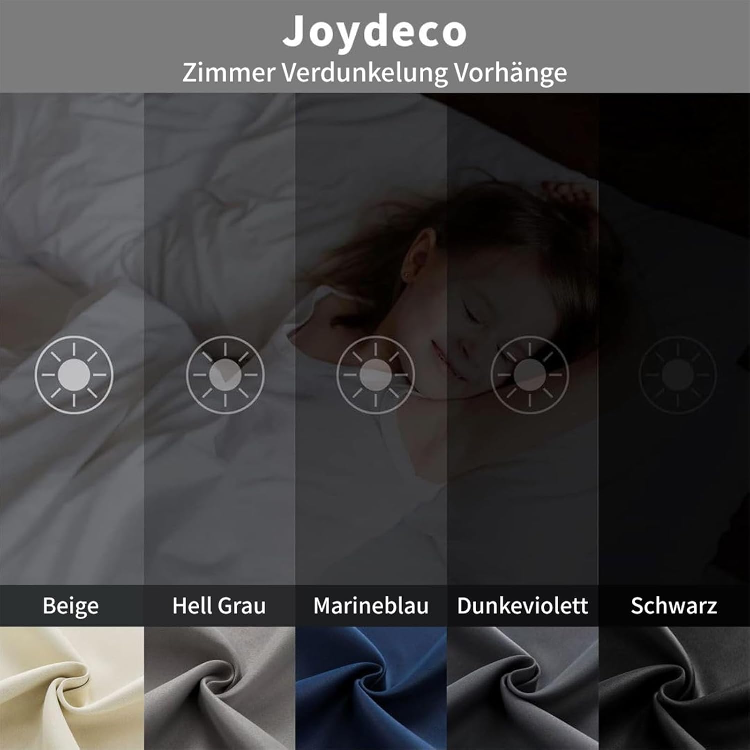 Thumbnail 5 de Joydeco Verdunkelungsvorhänge mit verdeckten Schlaufen (2er-Set), H 200 x B 140, dunkelbeige