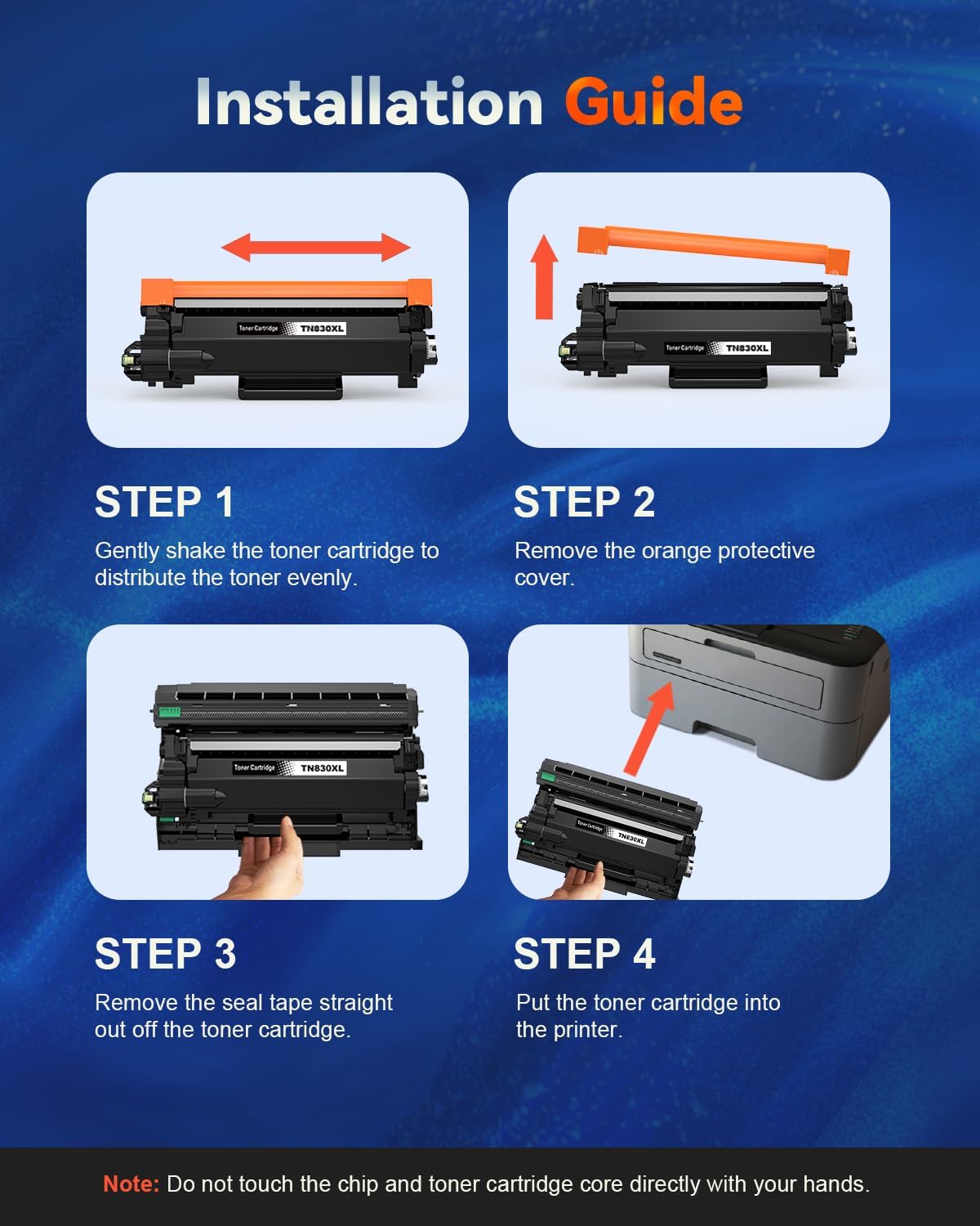Detalle 1 de Skydo TN830XL-4B Black Toner Cartridge 4-Pack, High Yield for Brother Printers