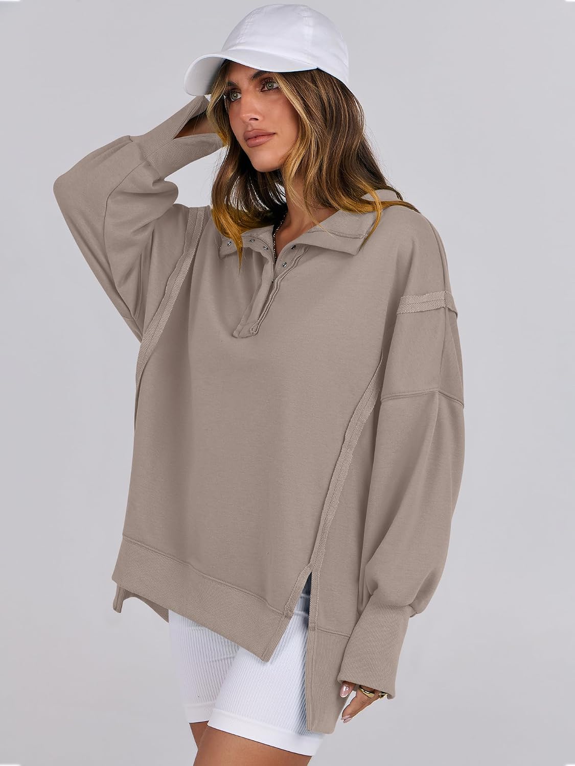 Detalle 2 de Oversized Henley Sweatshirt