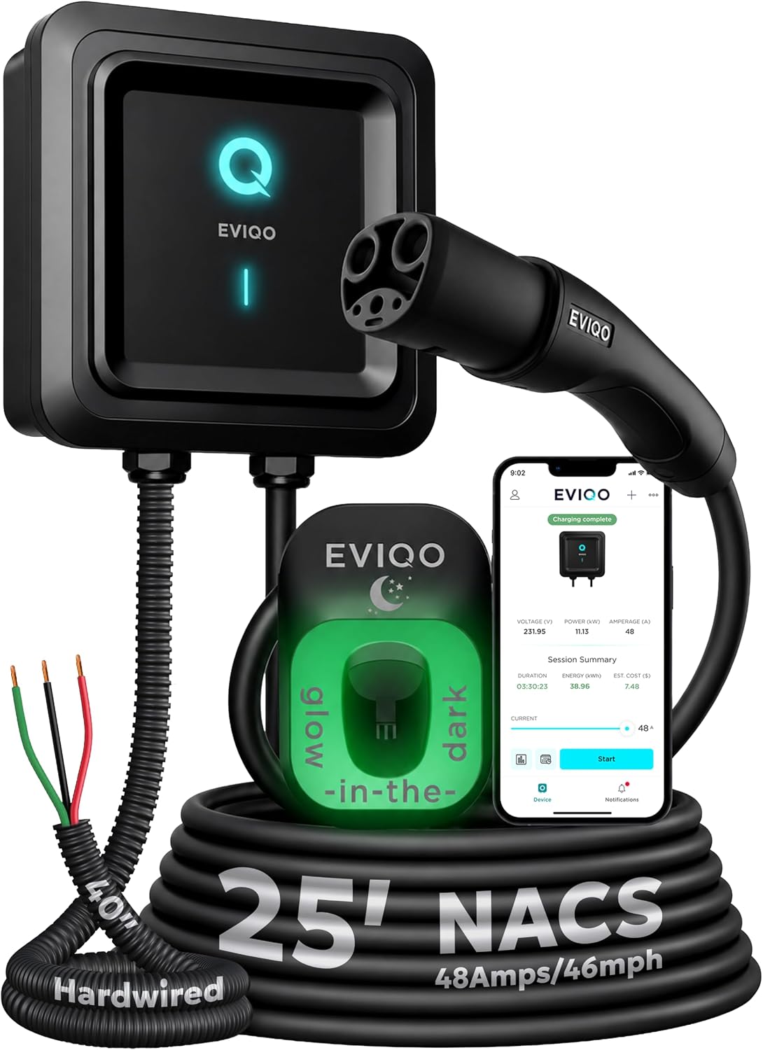 Detalle de EVIQO Level 2 48A EV Charger 🔌