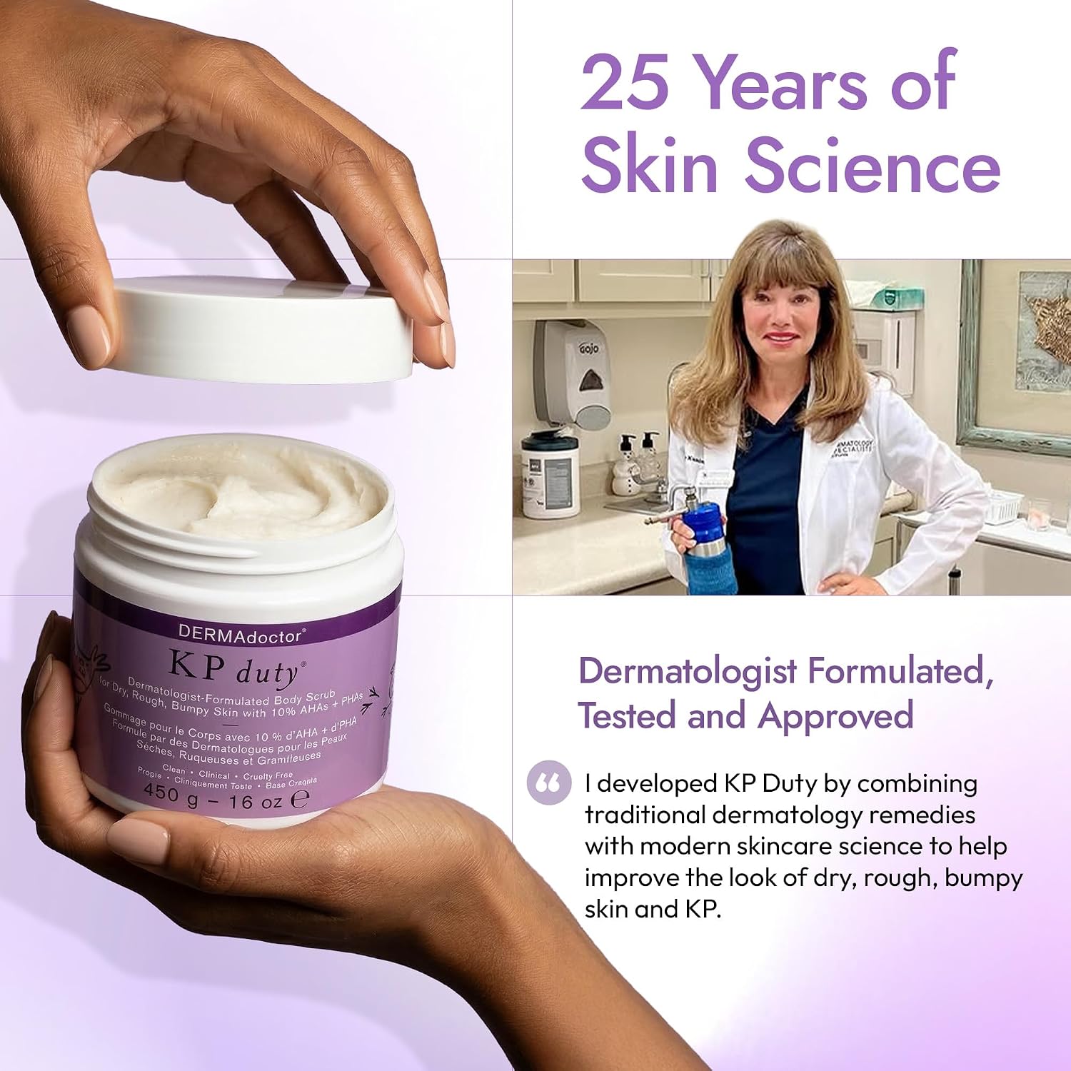 Detalle 2 de DERMAdoctor KP Bump Eraser Body Scrub with 10% AHAs + PHAs (Glycolic & Lactic acids) — 16 fl oz