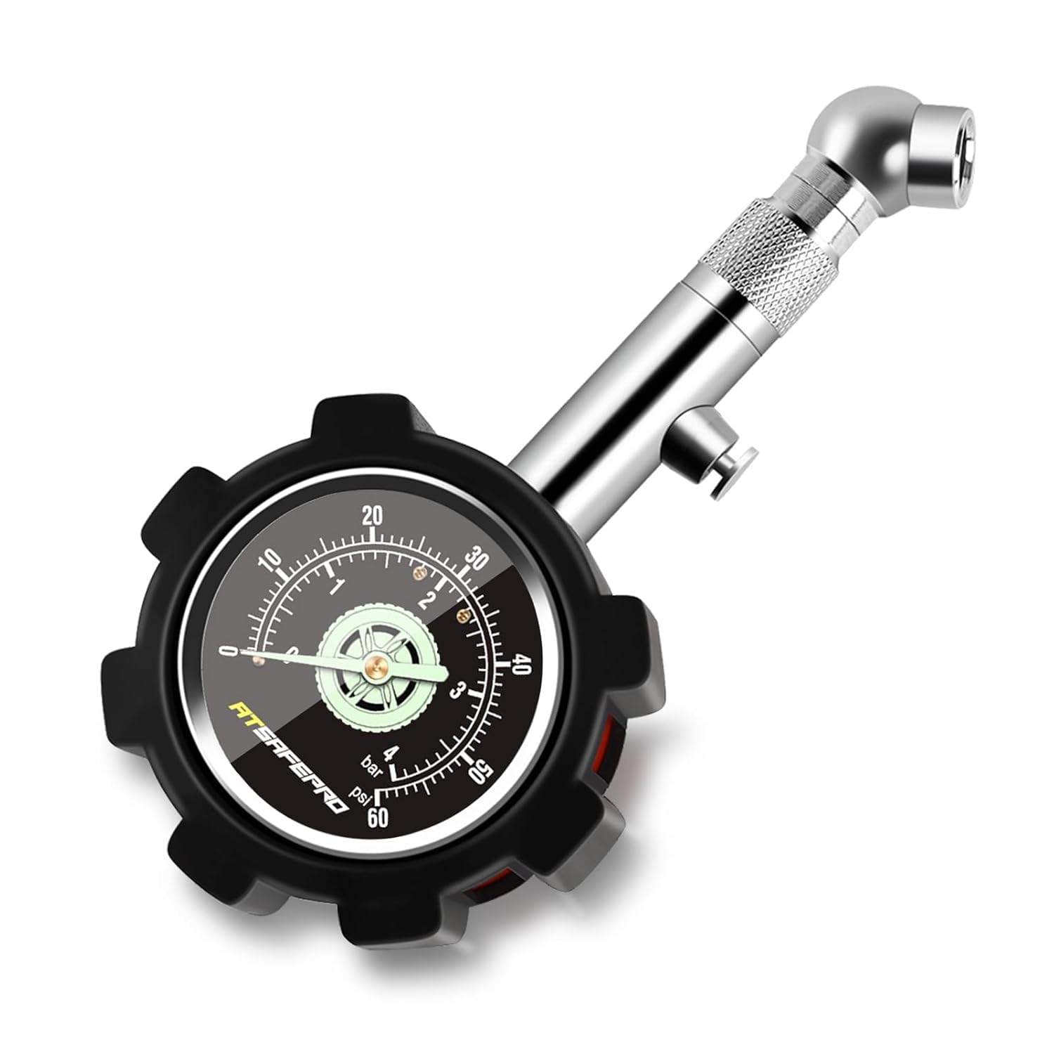 Detalle de ATsafepro Tyre Pressure Gauge UK 4 bar / 60 psi with Glow Dial – Durable Mechanical Gauge for Cars, Trucks and Motorcycles