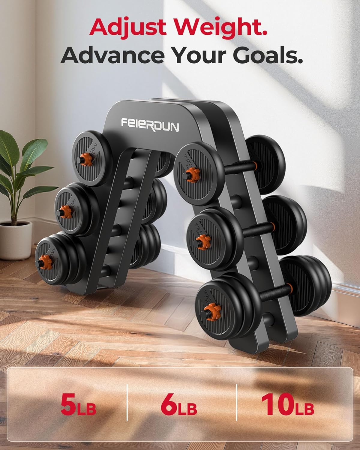 Detalle 2 de FEIERDUN Adjustable Dumbbells 90lbs Set