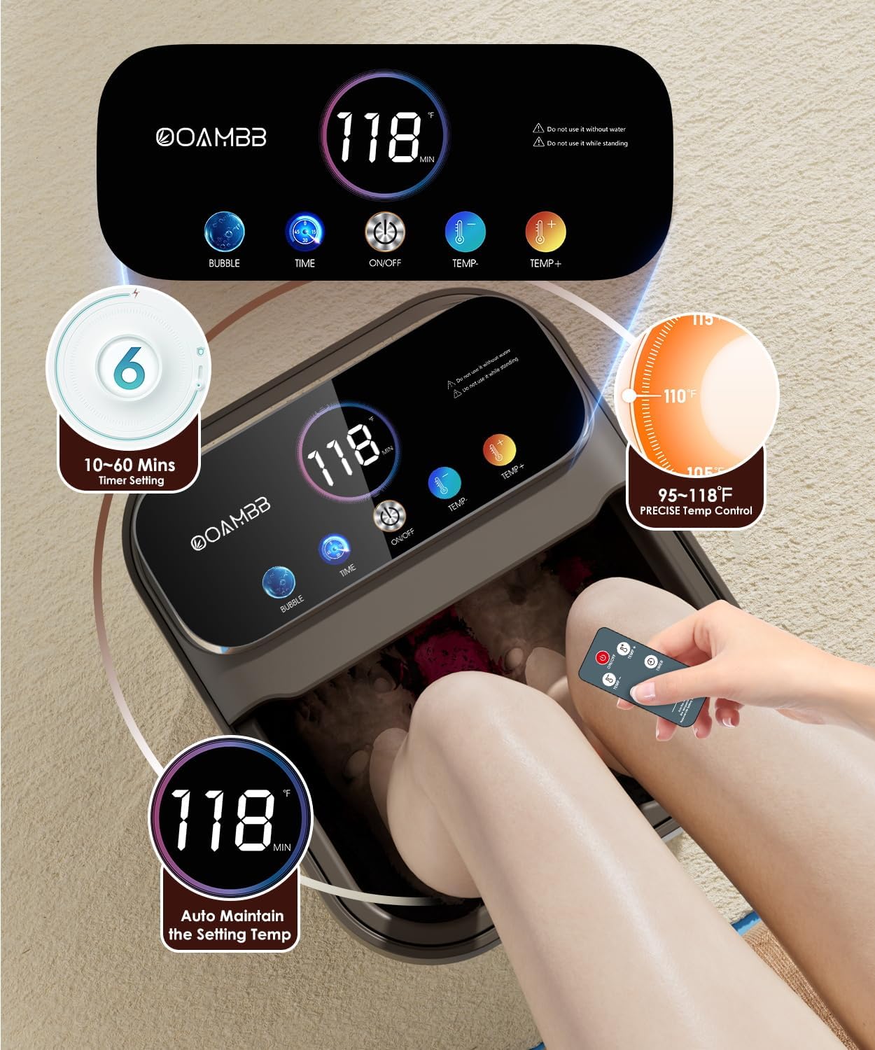 Thumbnail 3 de OOAMBB Foot Spa Massager 95°F-118°F