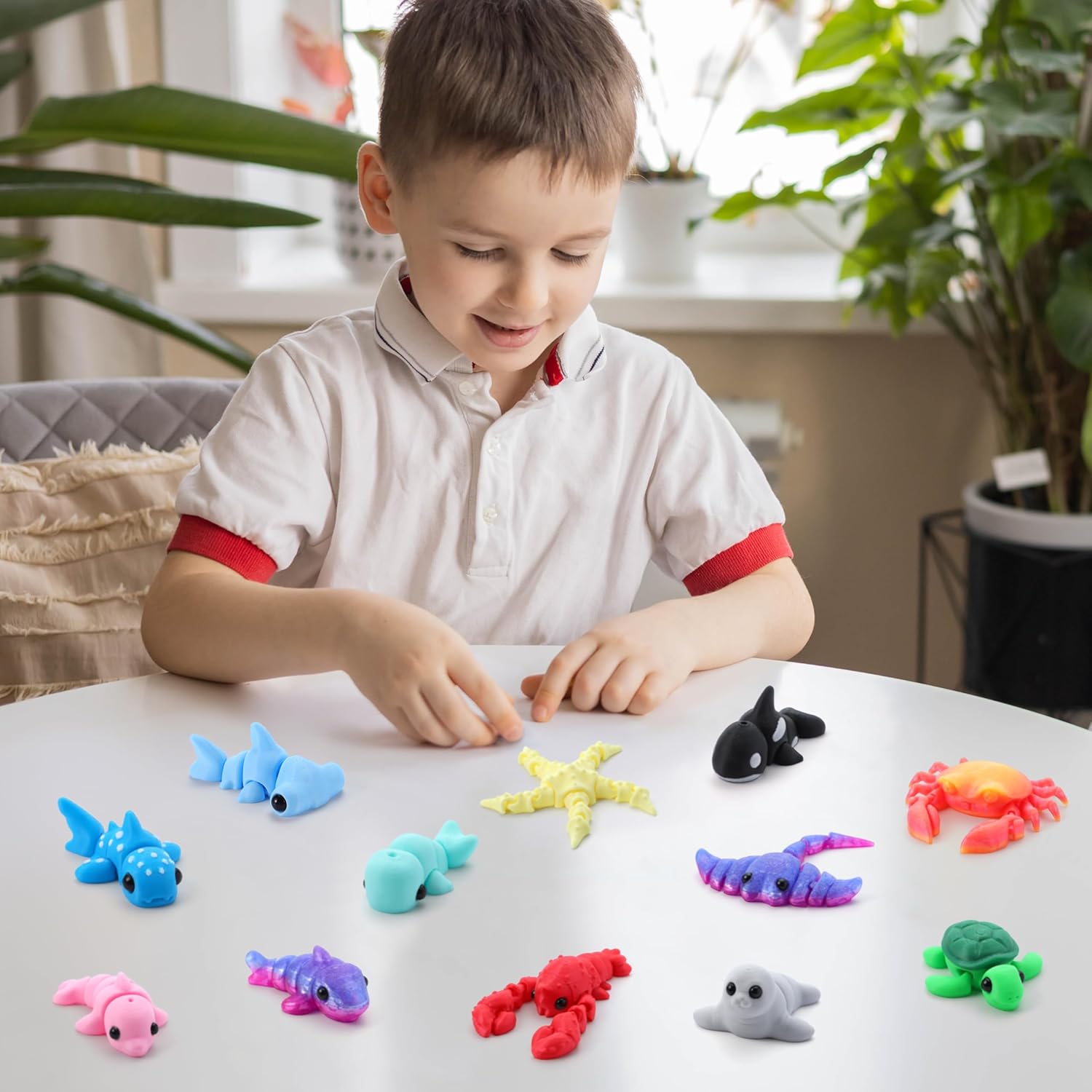 Thumbnail 5 de JOYIN 12 Pcs 3D Printed Ocean Animals Set: Flexible, Articulated Mini Sea Creatures for Fidgeting and Fun