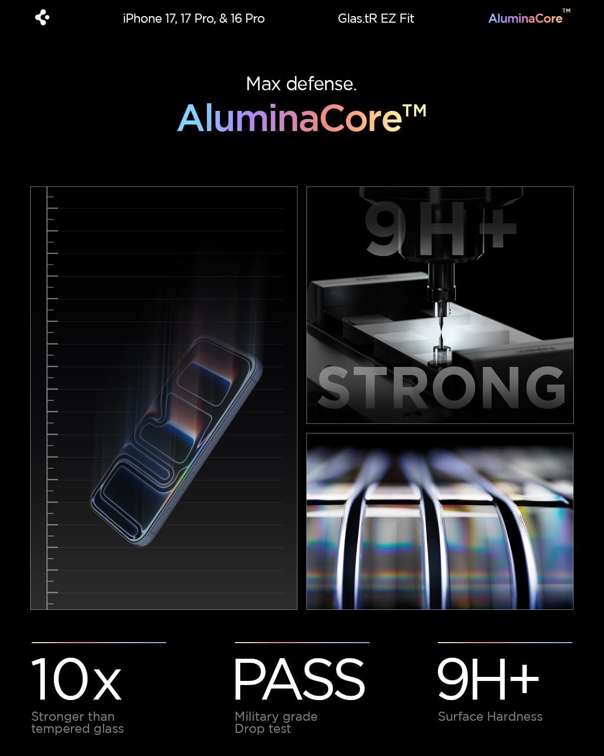 Thumbnail 3 de Spigen Glas.tR EZ Fit verre trempé pour iPhone 17/17 Pro/16 Pro (2 pièces) – installation facile, dureté 9H