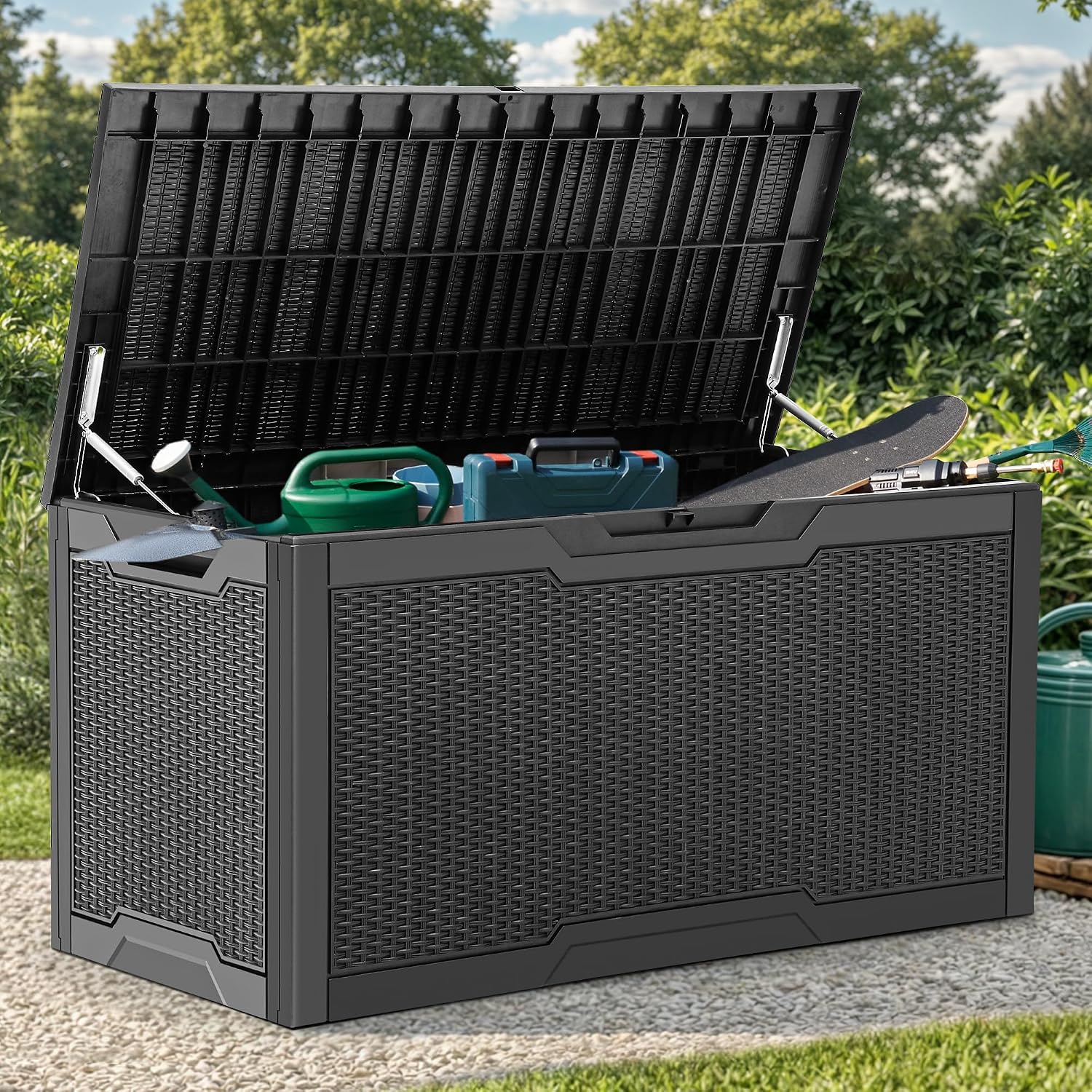 Thumbnail 1 de YITAHOME 100 Gallon Resin Deck Box — Weather-Resistant Outdoor Storage with Lock, Bench Seating