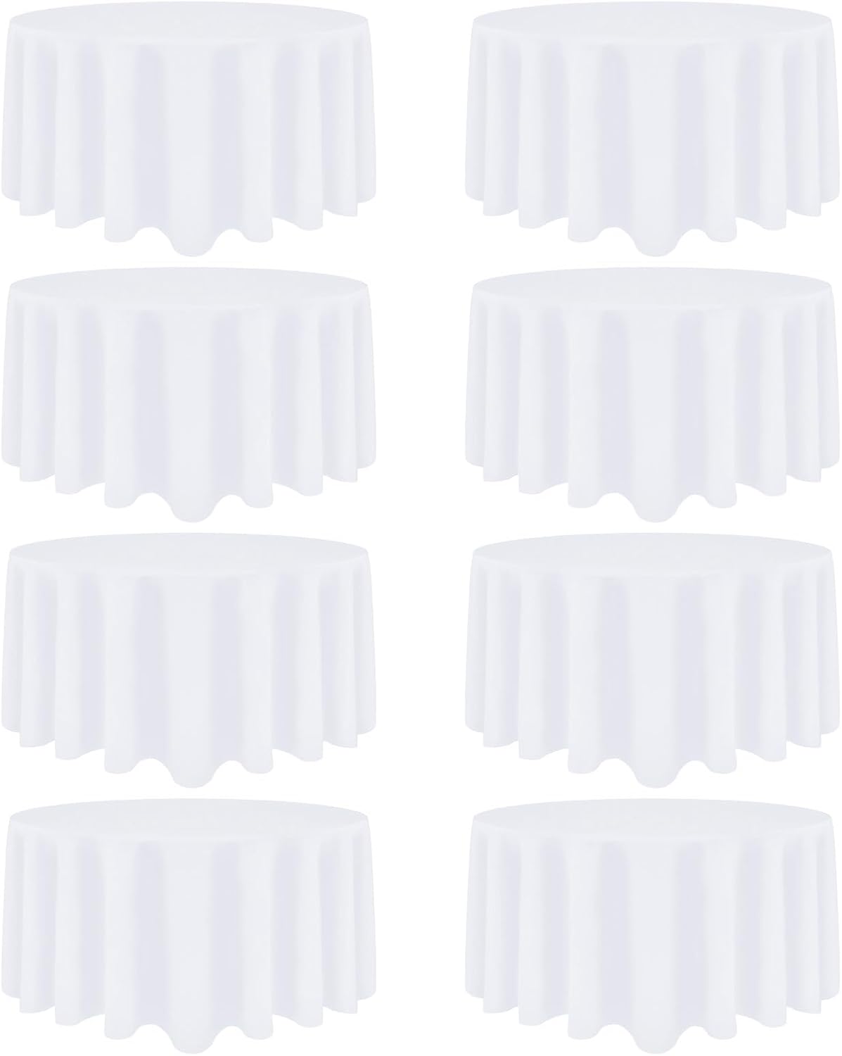 Detalle de Heneger 8-Pack White Round Tablecloth (90-Inch) – Stain & Wrinkle Resistant Polyester