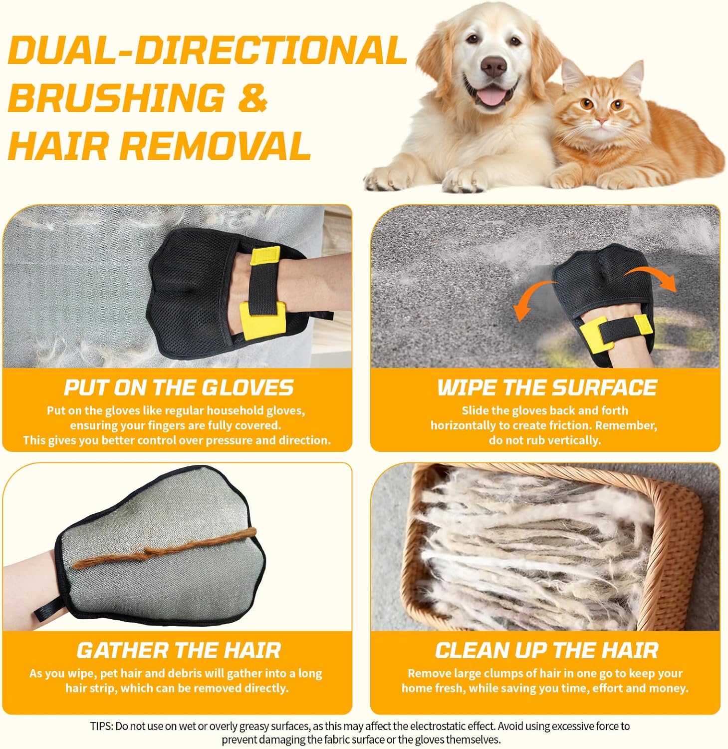 Detalle de Pet Hair Removal Tool 3-Pack: 3-in-1 Fabric Hair Remover Set