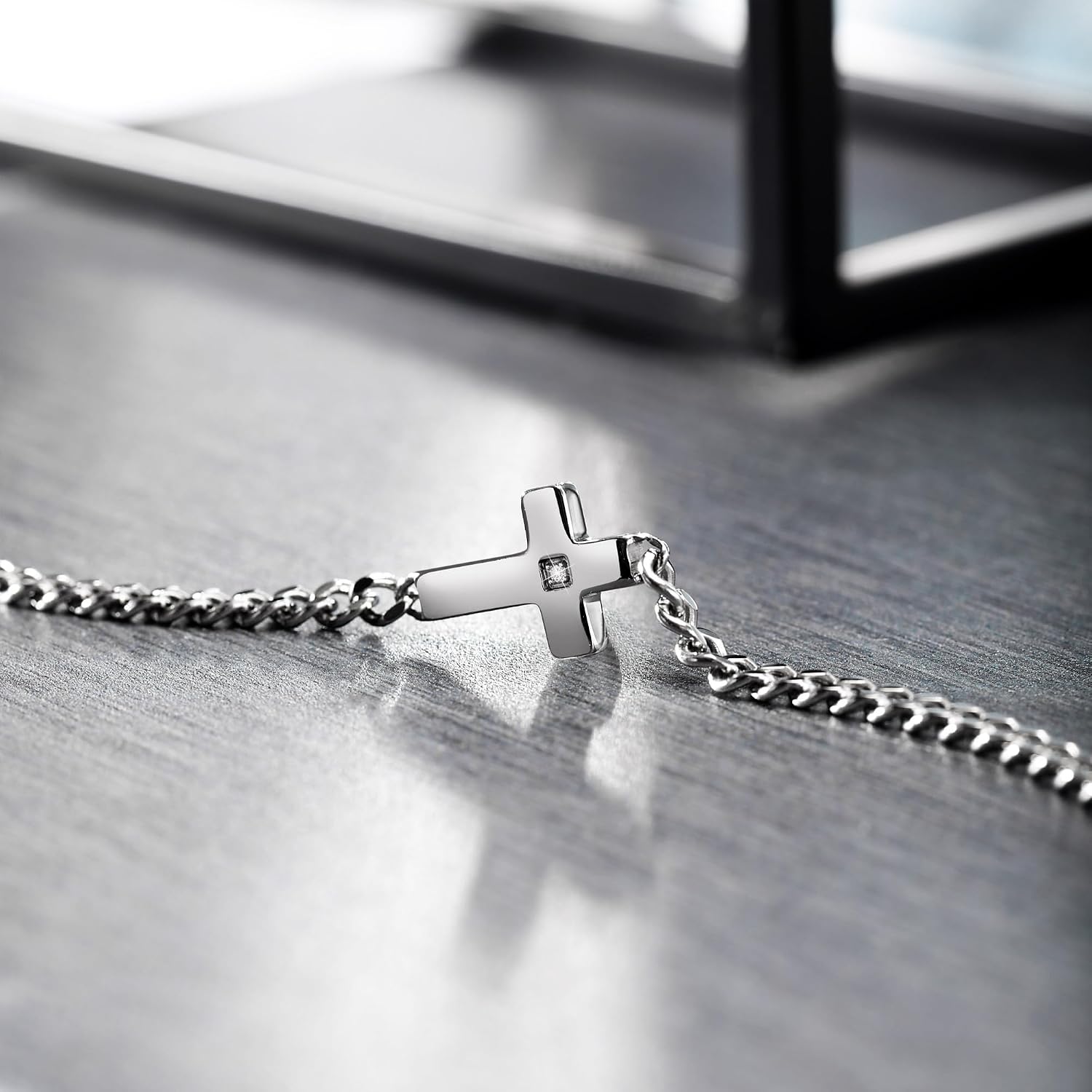 Detalle de Morellato CROSS Collana Uomo in Acciaio, Zirconi – SKR62