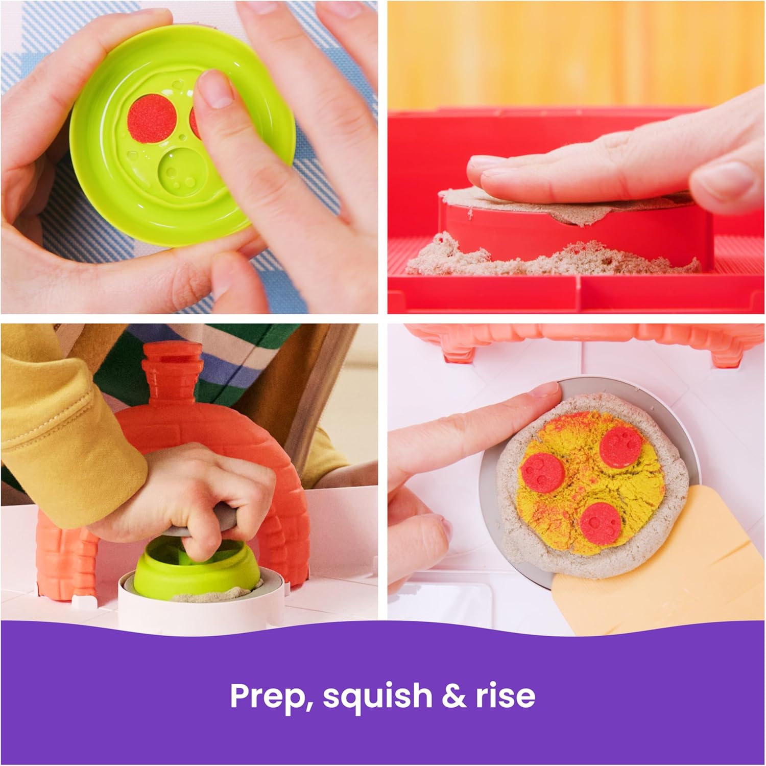 Detalle de Kinetic Sand Squish Pizza Set di Gioco 452 g