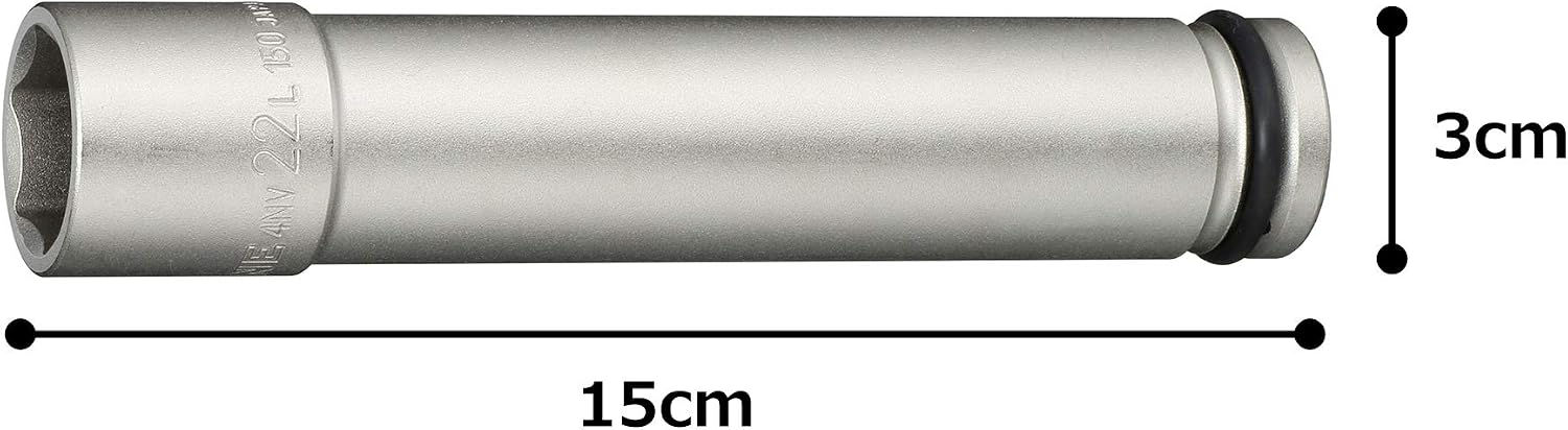 Detalle de トネ(TONE) HP4NV-22L150 インパクト用超ロングソケット 22mm・全長150mm